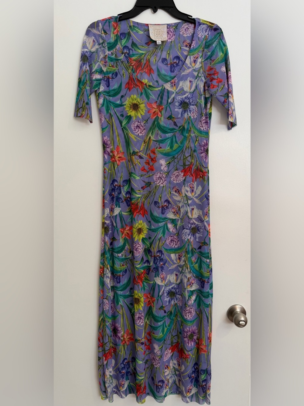 Johnny Was Floral Purple Maxi Dress with Floral Print
